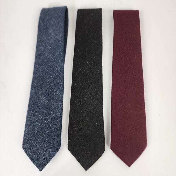 3 Wembley Wool Solid Color Neckties Suitable For Blue Black Or Grey Suit 55 x 3" - Picture 1 of 8